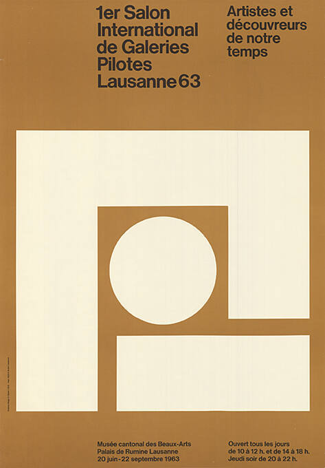 1er Salon International de Galeries Pilotes, Artistes et découvreurs de notre temps, Musée cantonal des Beaux-Arts, Lausanne