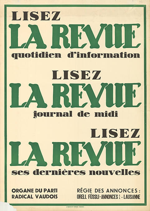 Nouvelle Revue de Lausanne, Lausanne