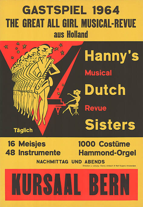 Hanny’s Dutch Sisters, Gastspiel 1964, The great all girl musical-revue aus Holland, Kursaal Bern