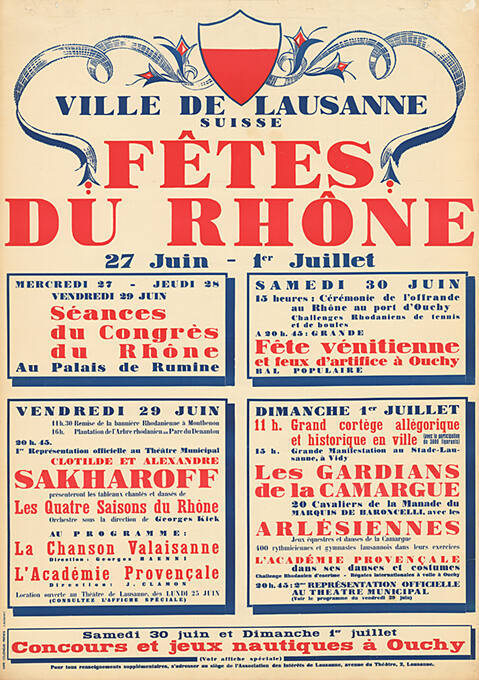 Ville de Lausanne, Fêtes du Rhône