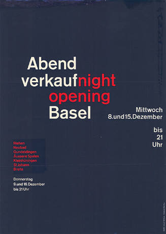 Abendverkauf, night opening, Basel