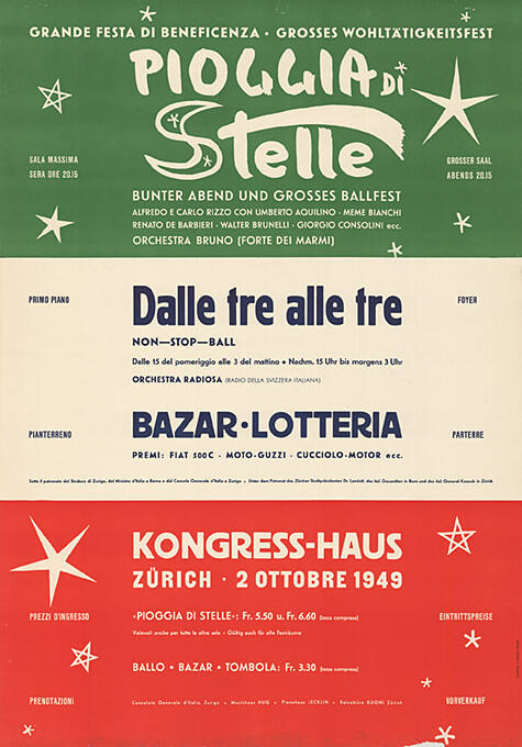 Pioggia di stelle, Bunter Abend und grosses Ballfest, Kongresshaus Zürich