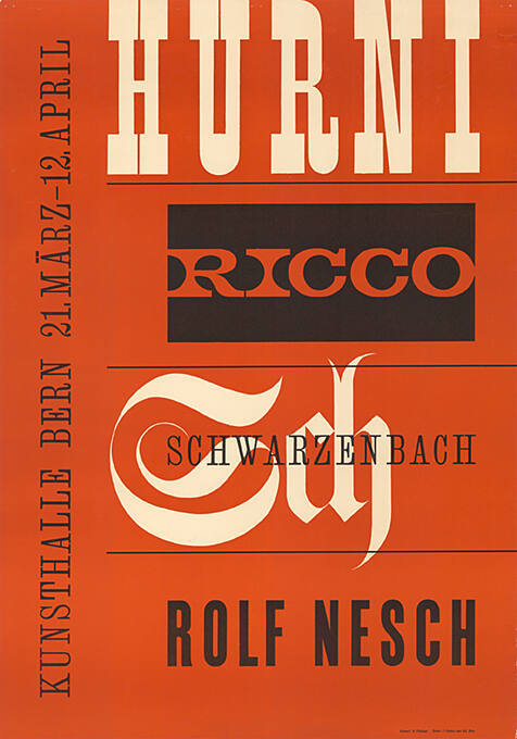 Hurni, Ricco, Schwarzenbach, Rolf Nesch, Kunsthalle Bern