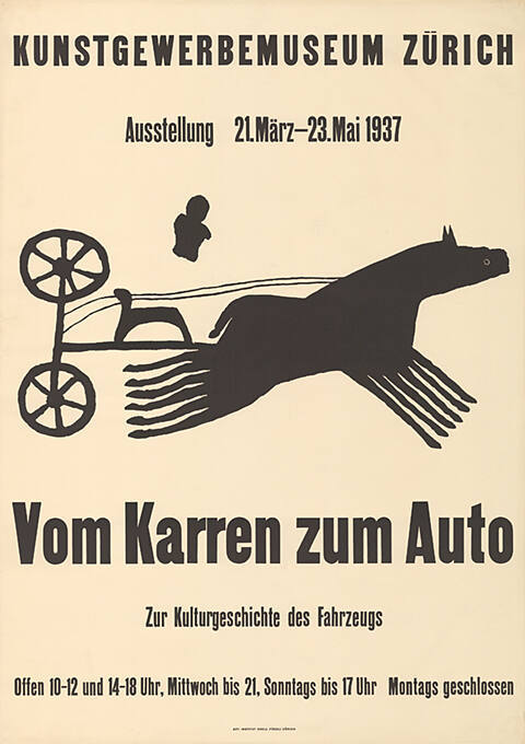 Vom Karren zum Auto, Zur Kulturgeschichte des Fahrzeugs, Kunstgewerbemuseum Zürich