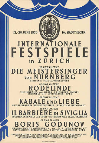 Internationale Festspiele, Stadttheater Zürich