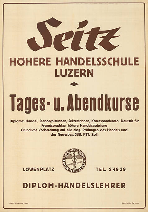 Seitz, höhere Handelsschule Luzern, Tages- u. Abendkurse