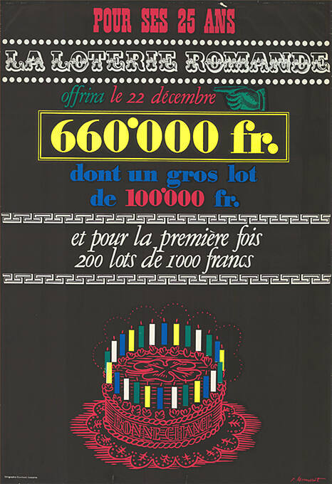 Pour ses 25 ans, La Loterie Romande offrira le 22 décembre 660'000 fr. dont un gros lot de 100'000 fr. et pour la première fois 200 lots de 1'000 francs