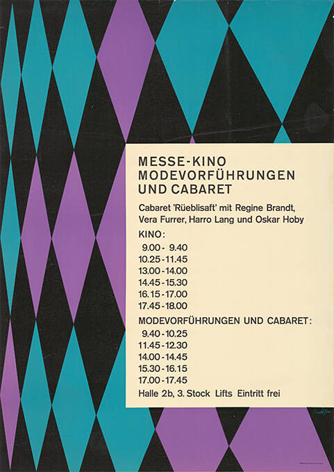 Messe-Kino, Modevorführungen und Cabaret