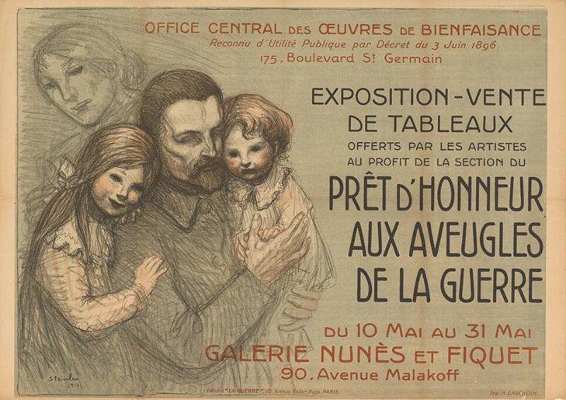 Exposition, Vente de tableaux offerts par les artistes au profit de la section du prêt d’honneur aux aveugles de la guerre, Galerie Nunès et Fiquet