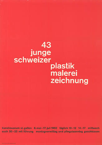 43 junge Schweizer, Plastik, Malerei, Zeichnung, Kunstmuseum St. Gallen