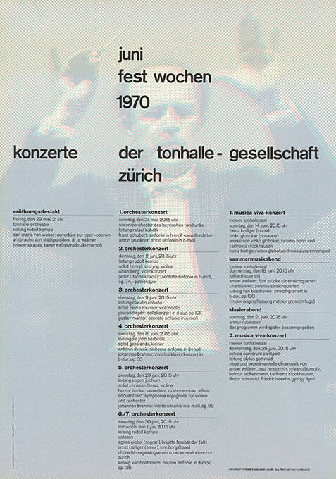 Juni Festwochen 1970, Konzerte der Tonhalle-Gesellschaft Zürich