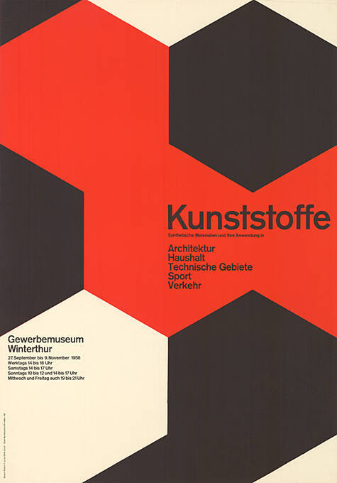 Kunststoffe, Synthetische Materialien und ihre Anwendung in Architektur, Haushalt, Technische Gebiete, Sport, Verkehr, Gewerbemuseum Winterthur