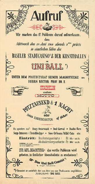 Aufruf, Uni Ball, Potztausend & 1 Nacht