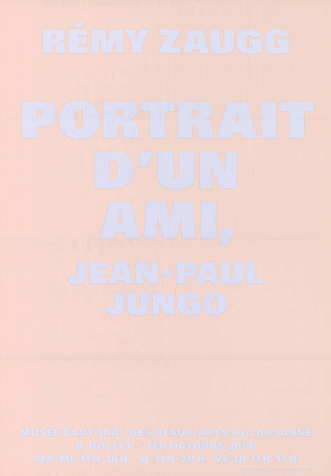 Rémy Zaugg, Portrait d’un ami, Jean-Paul Jungo, Musée cantonal des Beaux-Arts Lausanne