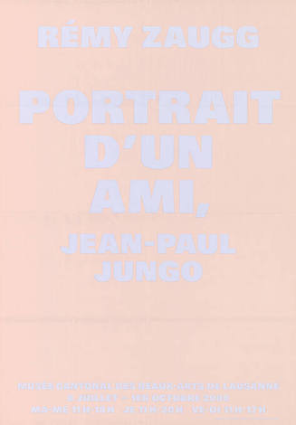 Rémy Zaugg, Portrait d’un ami, Jean-Paul Jungo, Musée cantonal des Beaux-Arts Lausanne