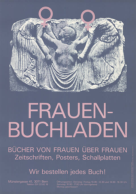 Frauenbuchladen, Bücher von Frauen über Frauen, Zeitschriften, Posters, Schallplatten