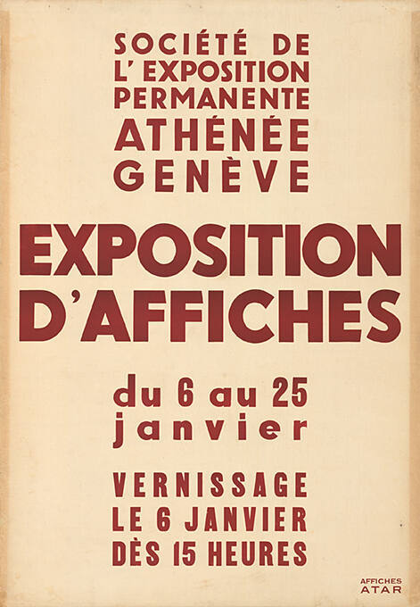 Exposition d’affiches, Athénée Genève