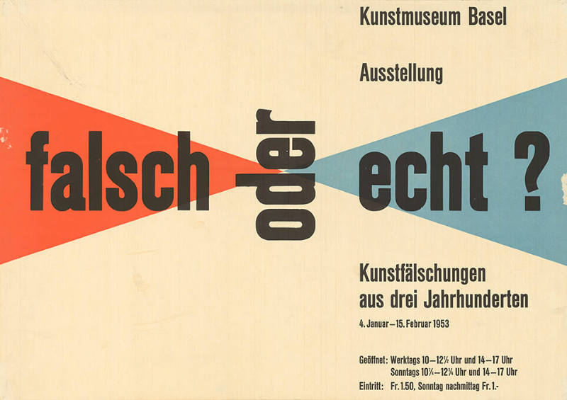 falsch oder echt? Kunstfälschungen aus drei Jahrunderten, Kunstmuseum basel