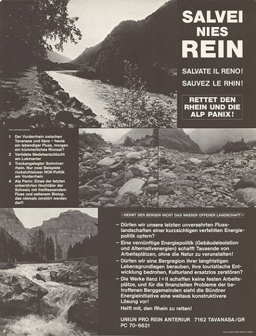 Salvei nies Rein, Rettet den Rhein und die Alp Panix!