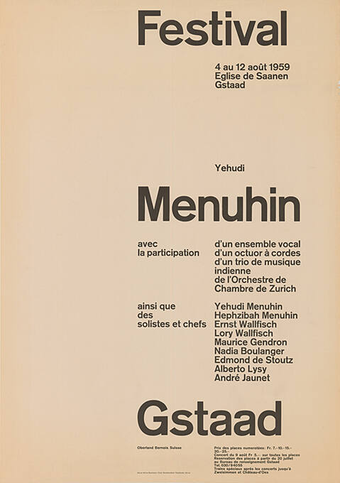 Festival Menuhin, Gstaad, Eglise de Saanen