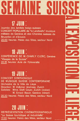 Semaine Suisse, à l’Exposition de Liège