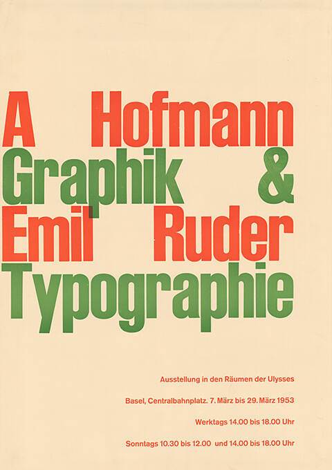 A Hofmann, Emil Ruder, Graphik & Typographie, In den Räumen der Ulysses, Basel