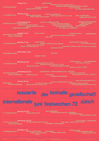 Konzerte der Tonhalle Gesellschaft, Internationale Juni Festwochen 72, Zürich