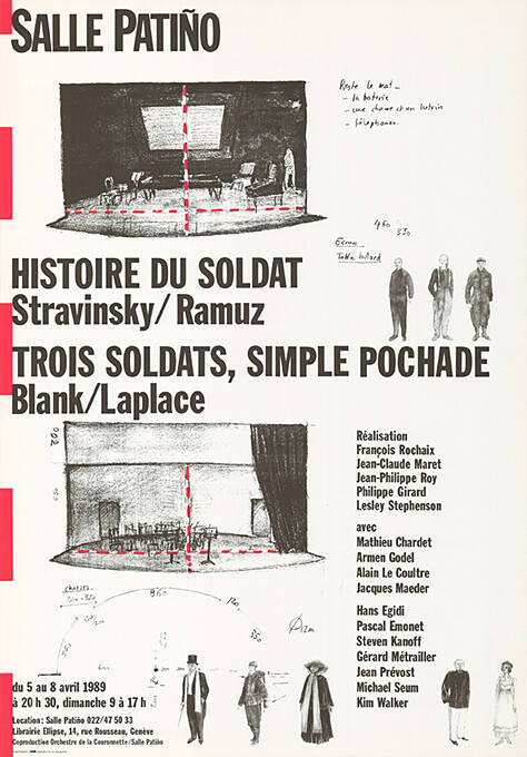 Histoire du soldat, Trois Soldats, Simple pochade, Salle Patino, Genève