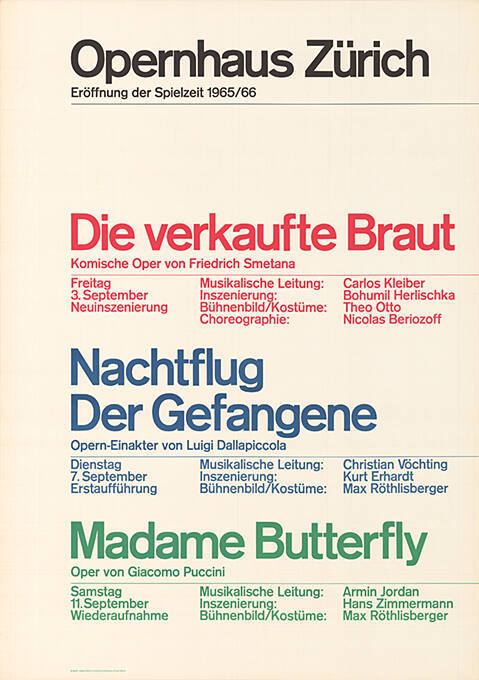 Opernhaus Zürich, Eröffnung der Spielzeit 1965/66