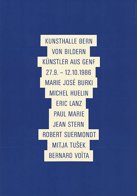 Von Bildern und Künstlern aus Genf, Kunsthalle Bern