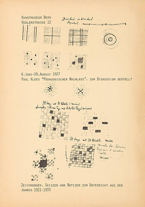 Paul Klees Pädagogischer Nachlass, 1921–1933, Kunstmuseum Bern