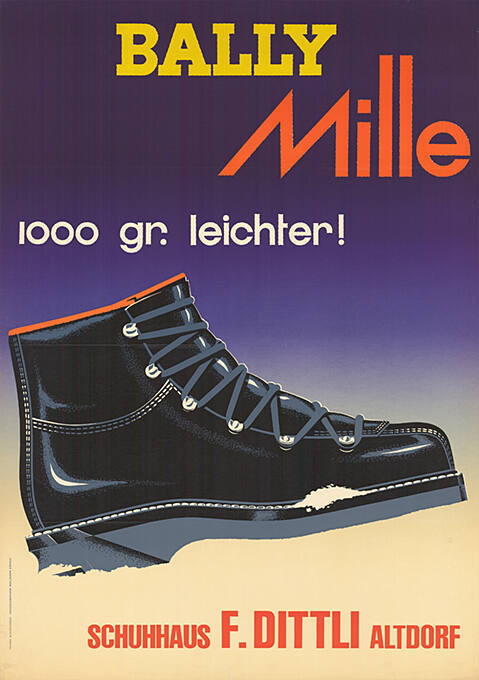 Bally Mille, 1000 gr. leichter! Schuhhaus F. Dittli, Altdorf