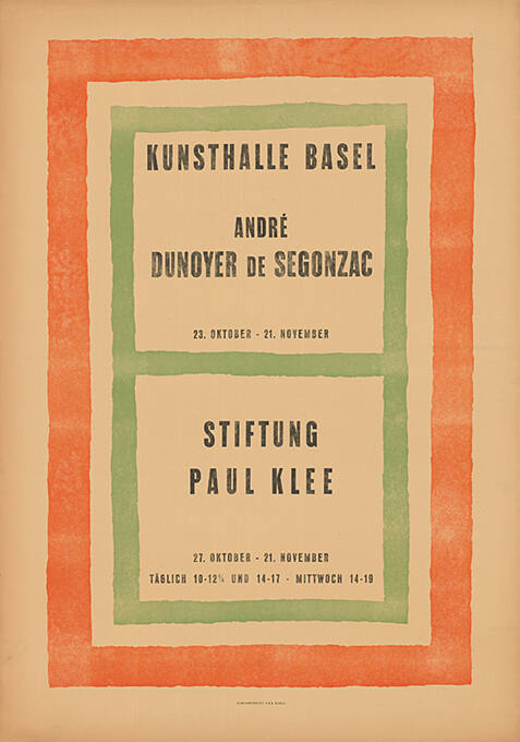 André Dunoyer de Segonzag, Stiftung Paul Klee, Kunsthalle Basel