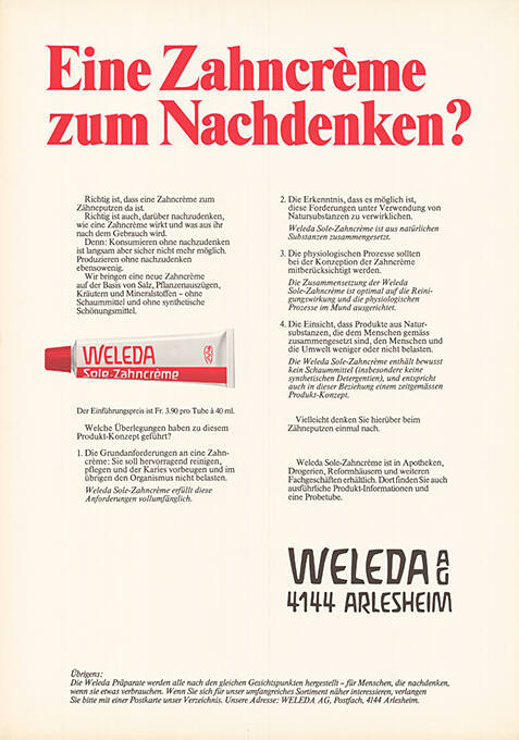 Eine Zahncrème zum Nachdenken? Weleda Sole-Zahncrème