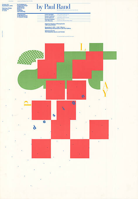 An exhibition of corporate design trademarks, book design posters, drawings and teachings by Paul Rand