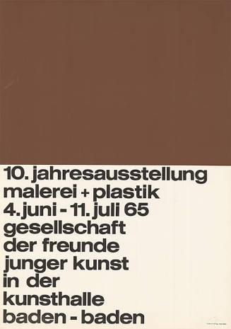 10. Jahresausstellung Malerei + Plastik, Gesellschaft der Freunde junger Kunst in der Kunsthalle Baden-Baden