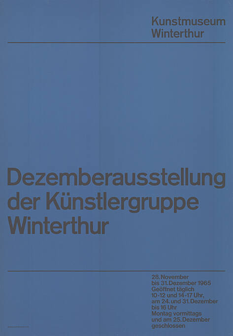 Dezemberausstellung der Künstlergruppe Winterthur, Kunstmuseum Winterthur