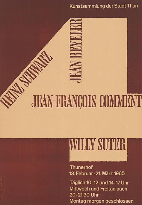 Jean Beyeler, Heinz Schwarz, Jean-François Comment, Willy Suter, Kunstsammlung der Stadt Thun