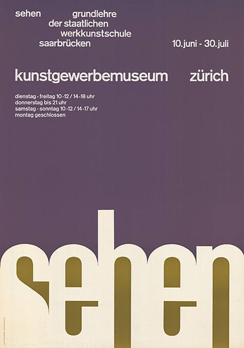 Sehen, Grundlehre der Staatlichen Werkkunstschule Saarbrücken, Kunstgewerbemuseum Zürich