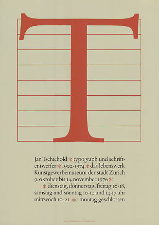 Jan Tschichold, Typograph und Schriftentwerfer, Kunstgewerbemuseum der Stadt Zürich