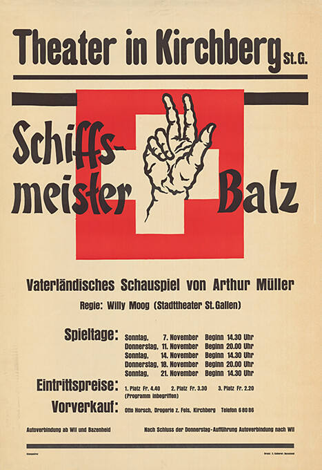 Schiffsmeister Balz, Arthur Müller, Theater in Kirchberg St. Gallen