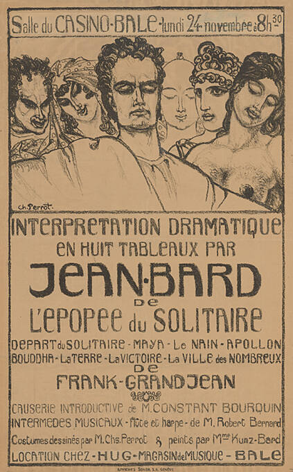 Interprétation dramatique par Jean Bard, Frank Grandjean, L’Epopée du Solitaire, Salle du Casino Bâle