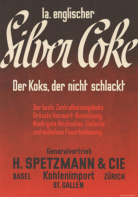 Ia. englischer Silver Coke, Der Koks, der nicht schlackt, Generalvertrieb H. Spetzmann & Cie