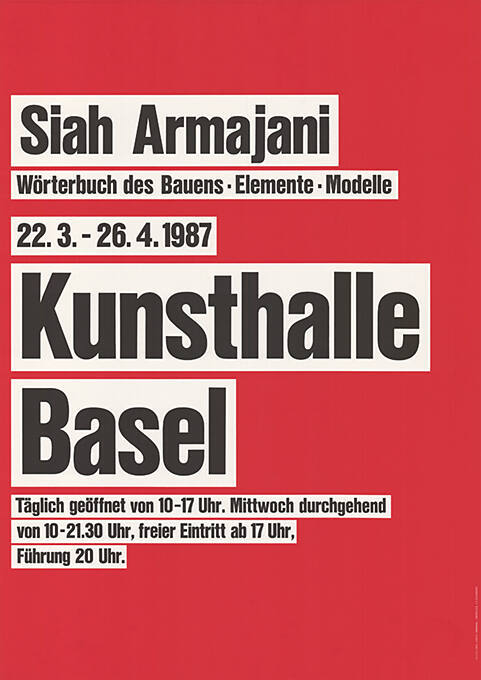 Siah Armajani, Kunsthalle Basel