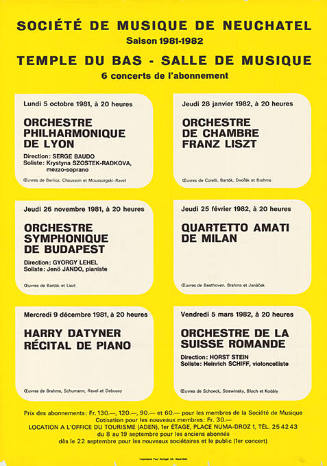 Société de musique de Neuchâtel, Saison 1981/82