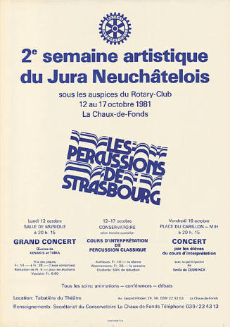 2ᵉ semaine artistique du Jura Neuchâtelois, Les Percussions de Strasbourg