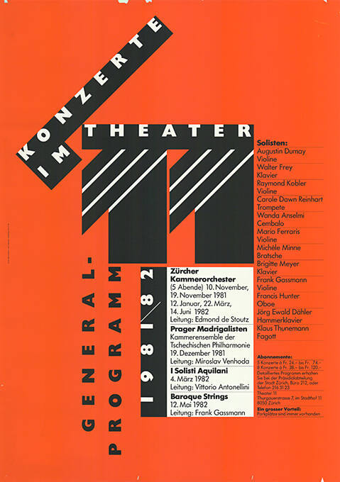 Konzerte im Theater 11, Generalprogramm 1981/82