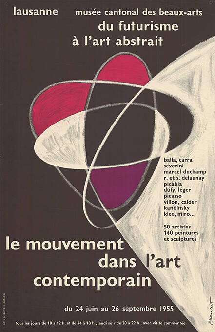 Le mouvement dans l’art contemporain, du futurisme à l’art abstrait, Musée cantonal des beaux-arts, Lausanne