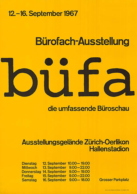 Büfa, Bürofach-Ausstellung, Ausstellungsgelände Zürich-Oerlikon, Hallenstadion