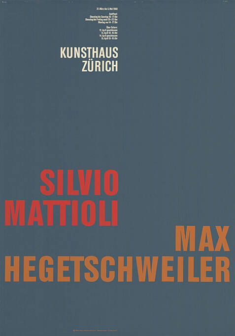 Silvio Mattioli, Ernst Hegetschweiler, Kunsthaus Zürich